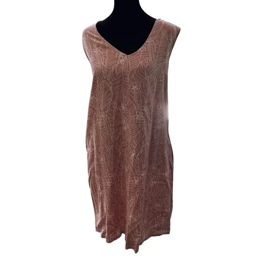 Orvis Linen Knee Length XL Pink Tropical Summer Sleeveless X Large Pockets NEW - Picture 2 of 10